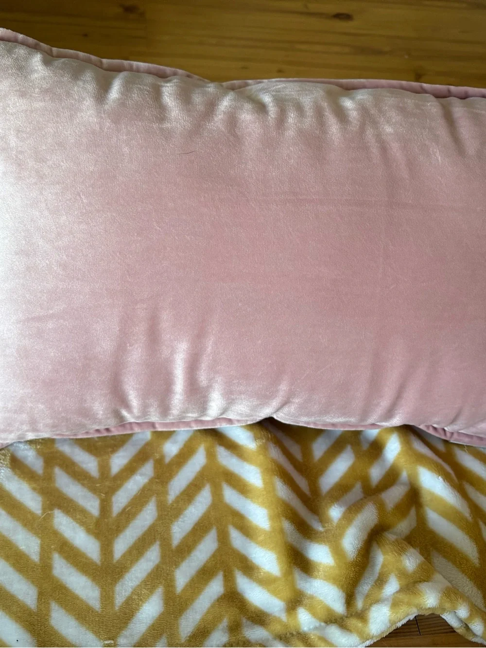 Pink Velvet 'Gather' Accent Pillow with Gold Script
